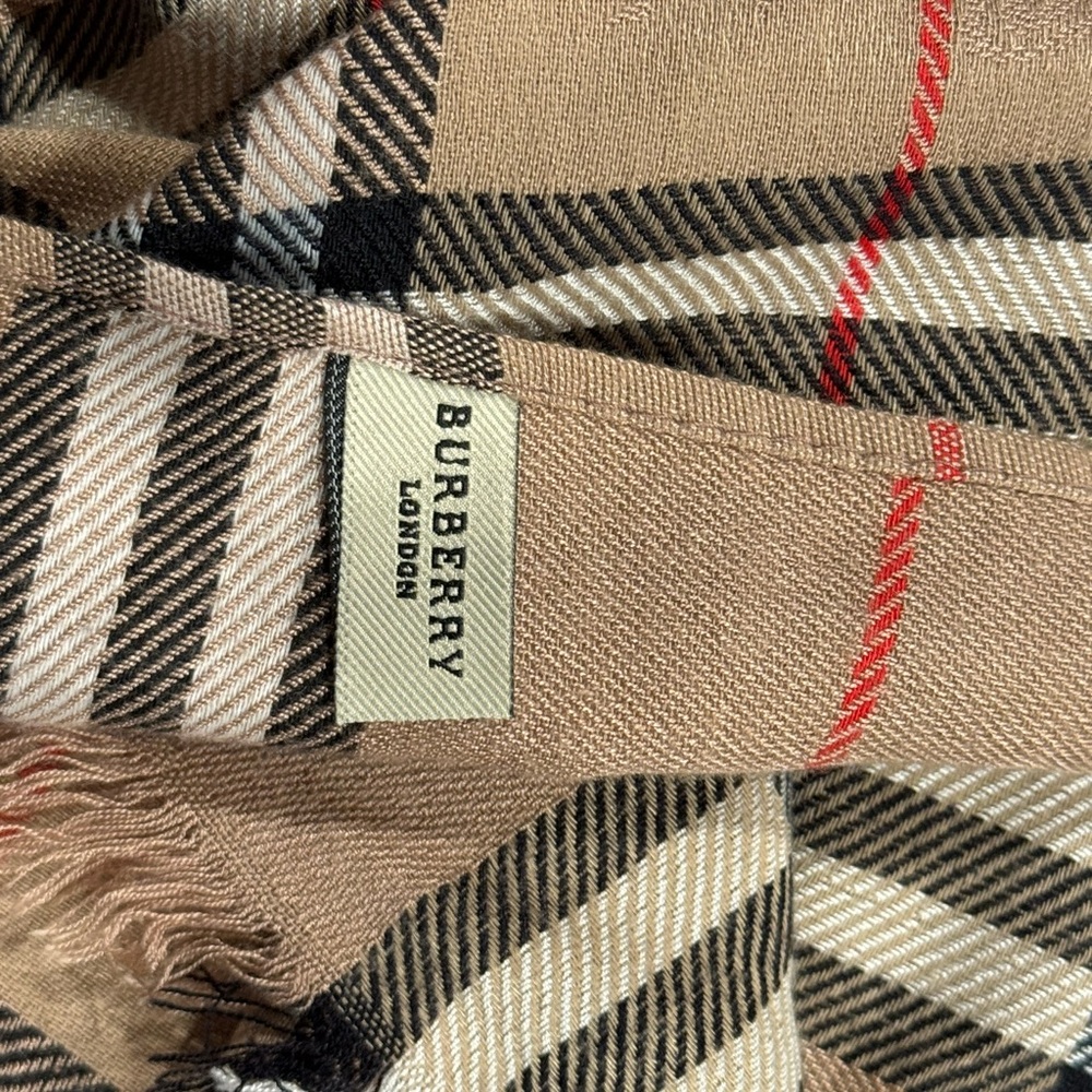 Burberry Tan and Black Check Scarf - Picture 6 of 8